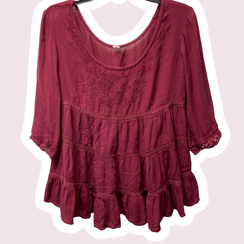 *🎃5 for $25* JAPNA - Maroon Blouse